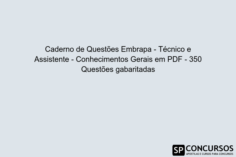 Caderno De Quest Es Embrapa T Cnico E Assistente Conhecimentos