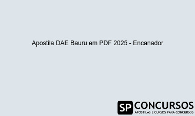 Apostila DAE Bauru em PDF 2025 - Encanador