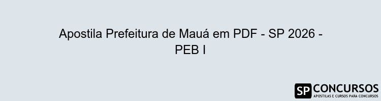 Apostila Prefeitura de Mauá em PDF - SP 2026 - PEB I
