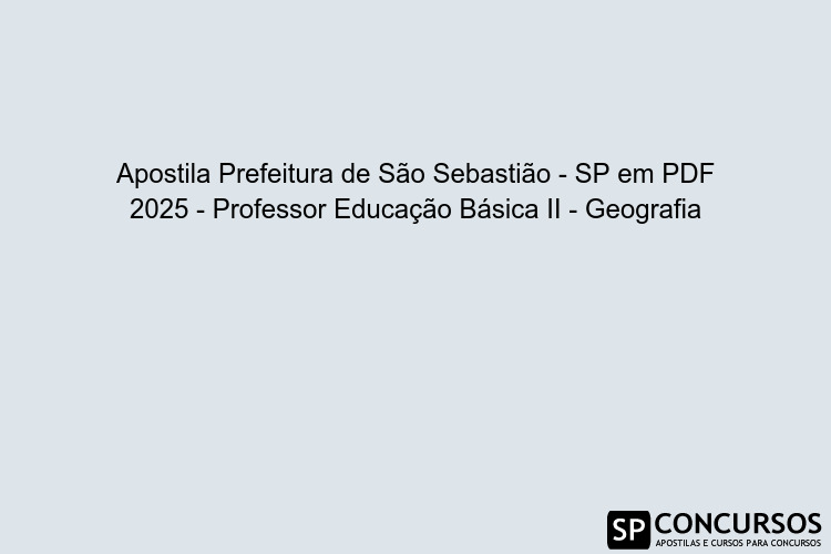 Apostila Prefeitura de São Sebastião - SP em PDF 2025 - Professor ...